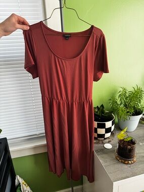 torrid rust-red scoop neck midi dress